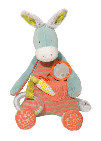  biscotte and pompon activity toy donkey blue red 